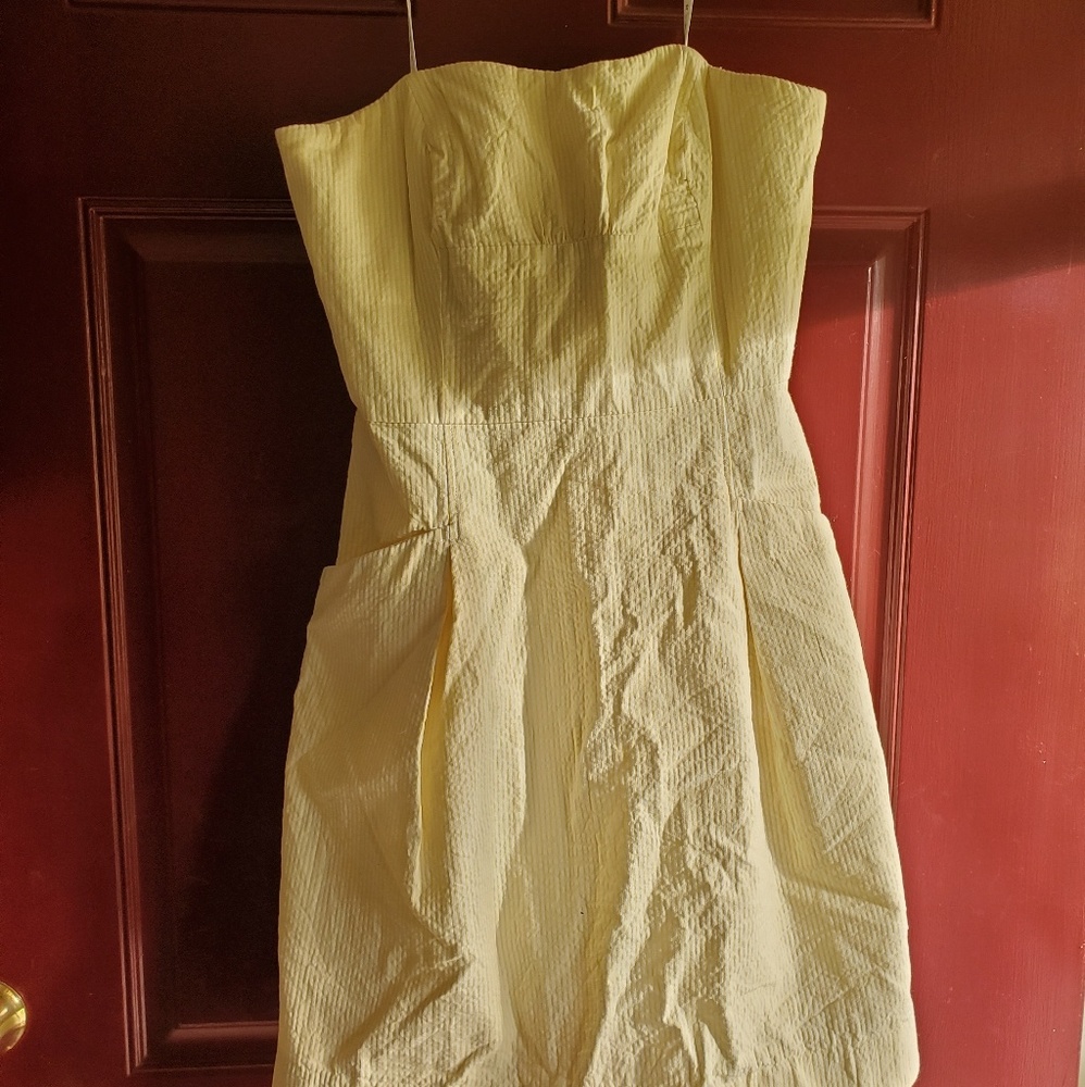 Strapless seersucker dress